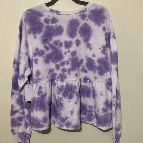 BP Purple Orchid Tie-Dye Ruffled Peplum Waist Sweatshirt Size Large - Picture 5 of 10